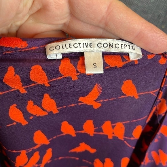 Collective Concepts Birds on a wire Lined Dress Size Small - Picture 2 of 7
